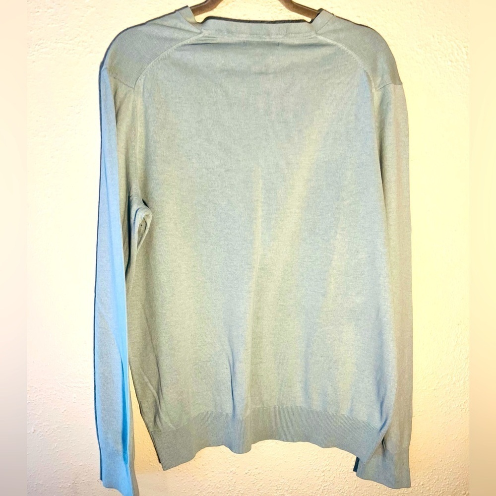 Banana Republic Silk Cashmere Luxury Blend Blue V Neck Long Sleeve Sweater Sz L - Picture 4 of 5